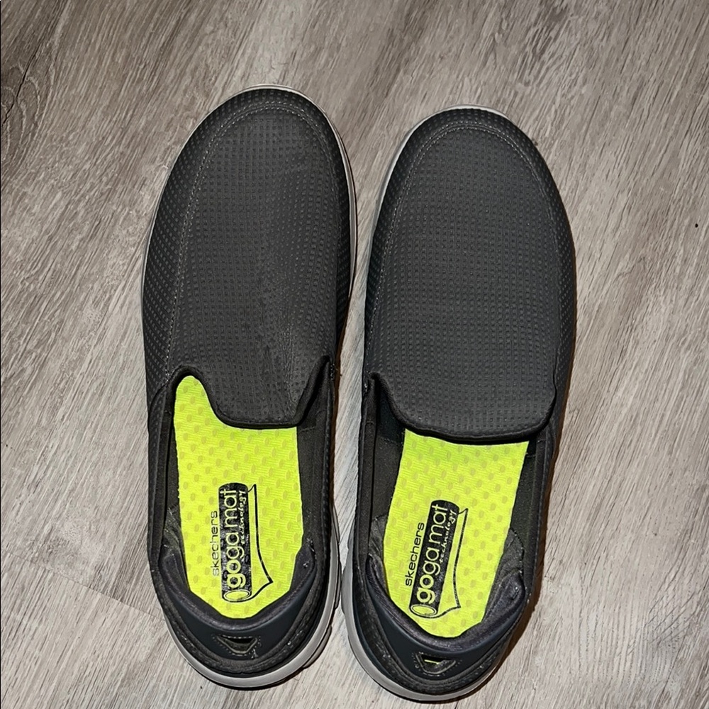 Skechers Gray Slip-On Sneakers with Neon Yellow Insoles